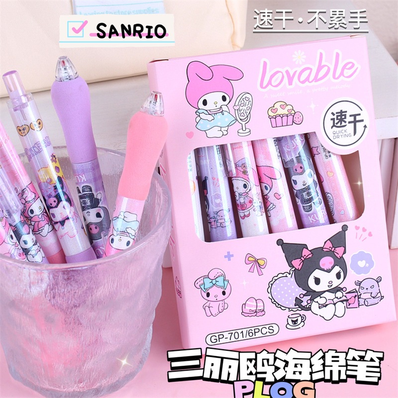 

Promo Pulpen gel sanrio set 6pcs warna hitam