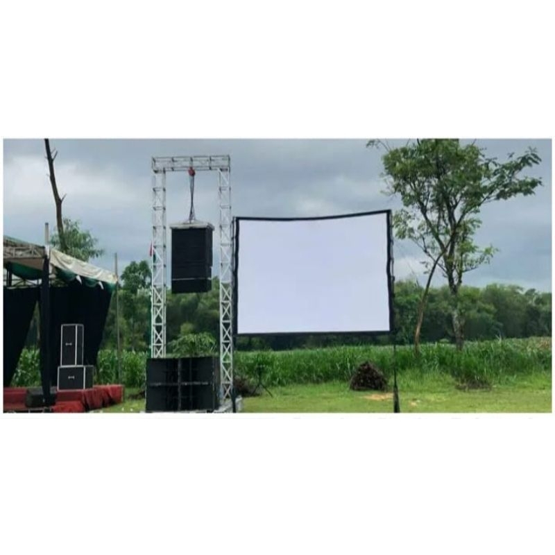 Kain Layar Proyektor / Screen Proyektor Ukuran 3x4 Meter Tanpa Sambungan Bisa Tembak Depan Belakang 