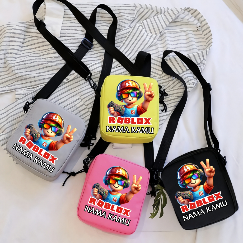 Tas Selempang Anak Laki Laki dan Perempuan Ngaji Muat Buku & Botol Minum Motif Gamers Roblox