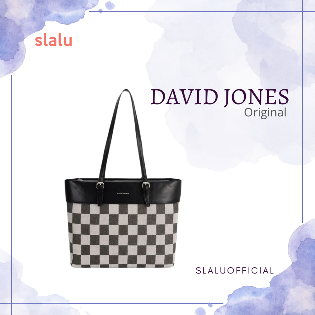 Tas Shoulder Bag Wanita Branded David Jones Bakasa – Tote Bag Fashion PU Leather Muat Laptop 12 Inch
