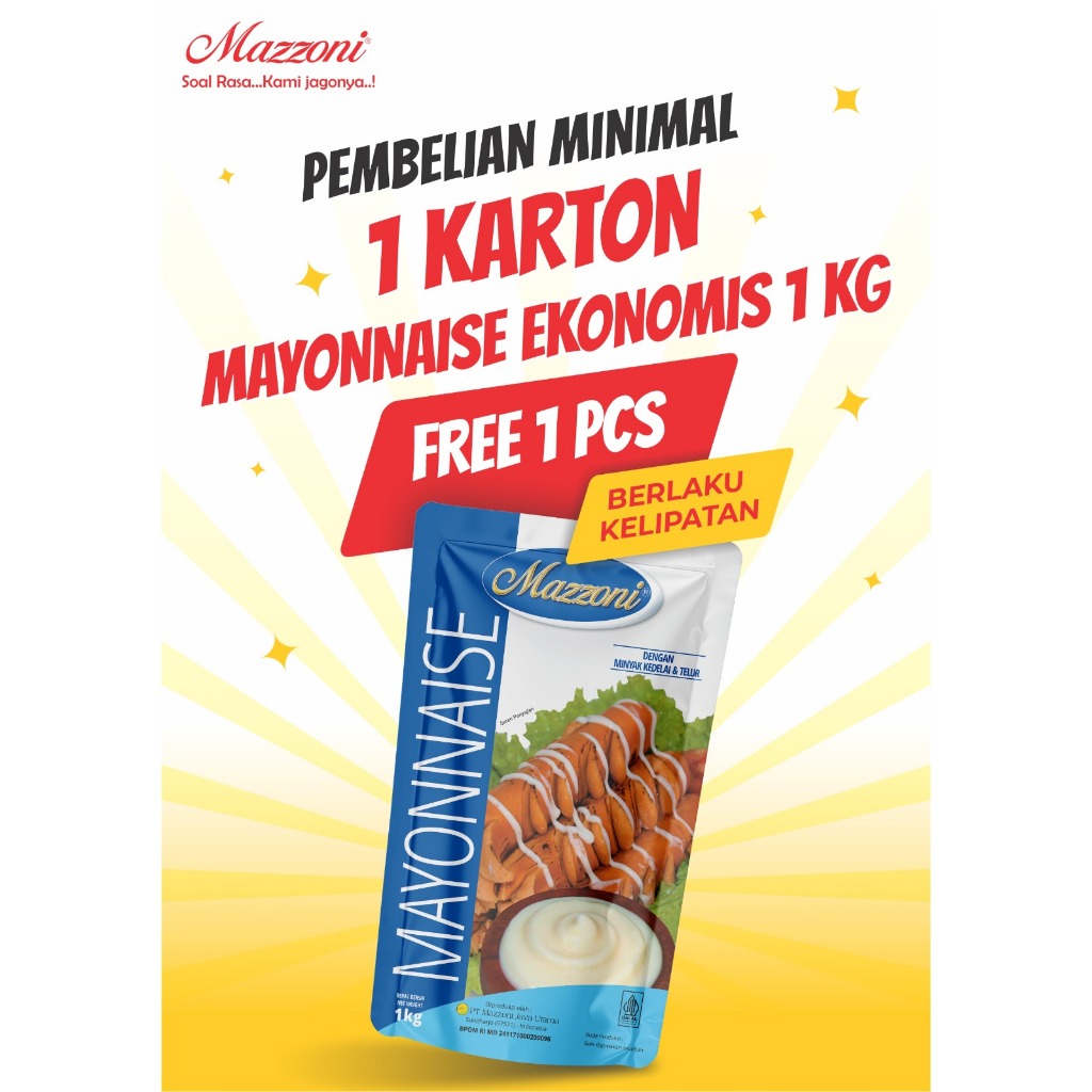 

PROMO MAZZONI MAYONAISE EKONOMIS 1 KARTON (12 KG) +FREE 1 KG