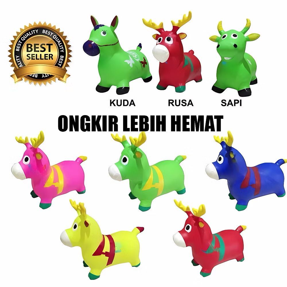 HLS - (ORI) (Rusa) Jumping Animal Mainan Anak Kuda Kudaan Karet Tebal Jungkat Jungkit / Mainan Anima