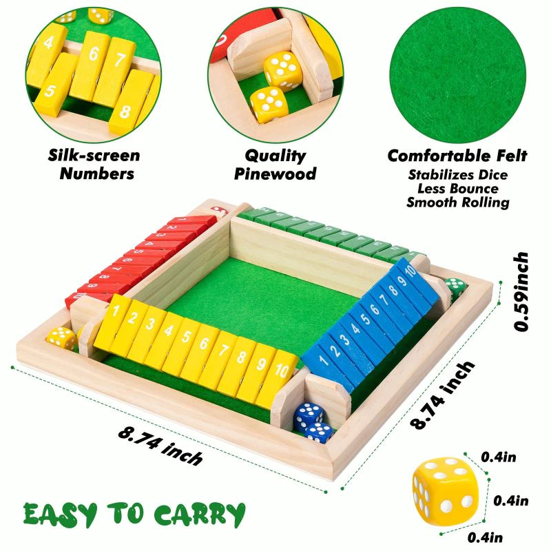 Termurah 4 Warna Mainan Board Game Dadu Shut the Box Angka Shut The Box Board Game Untuk Keluarga