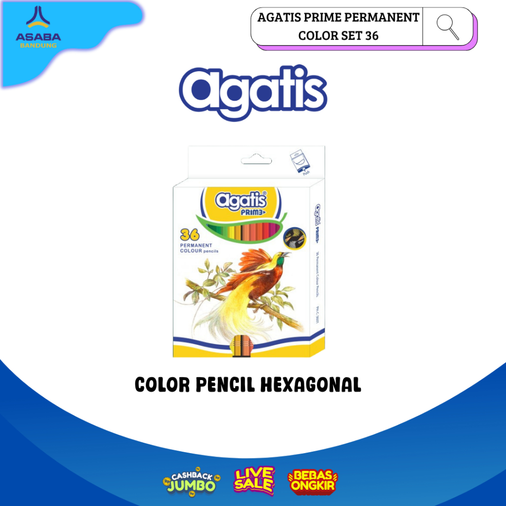 

Asaba Bandung - AGATIS PRIME PERMANENT COLOR PENCIL HEXAGONAL WOOD C36 COLORS