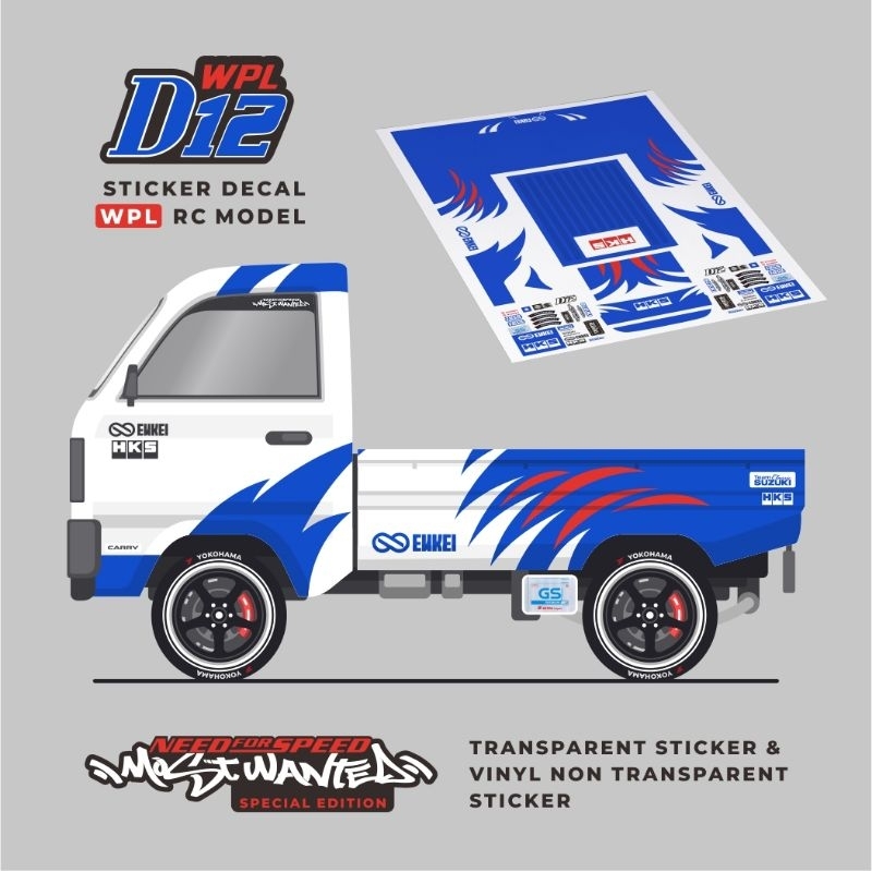 wpl d12 custom decal stiker - earl lancer most wanted