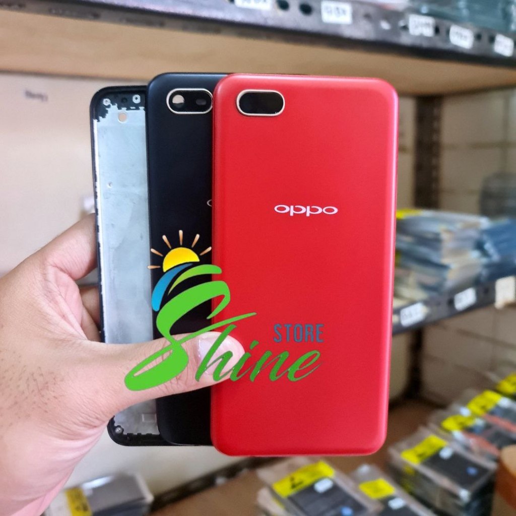 OPPO A1K CPH1923 - Casing Kesing Fullset Hp Oppo A1k Backdoor Tutup Belakang + Frame Lcd Tulang Teng