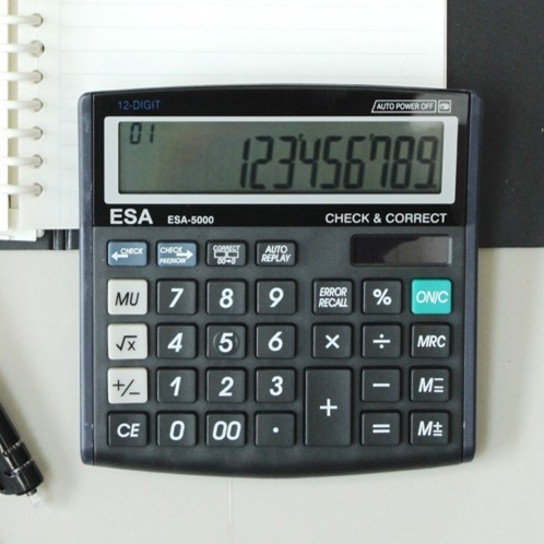 

ESA Kalkulator LED Check Correct 12 Digits Layar Lebar Besar 5000