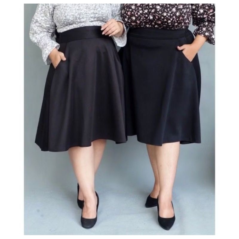 Rok pendek midi flare skirt / rok kerja wanita / rok pendek payung jumbo / rok wanita pendek