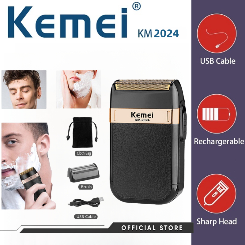 KEMEI KM-2024 SHAVER WATERPROOF ALAT MESIN CUKUR JENGGOT KEMEI KM 2024