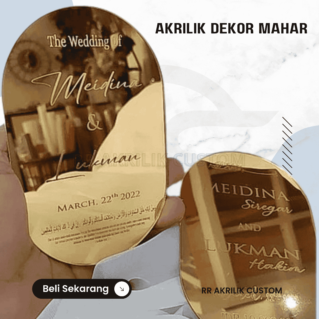grafir nama akrilik mirror isian mahar seserahan srapbook