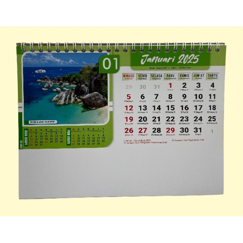 

kalender meja tahun 2025 m karakter alam