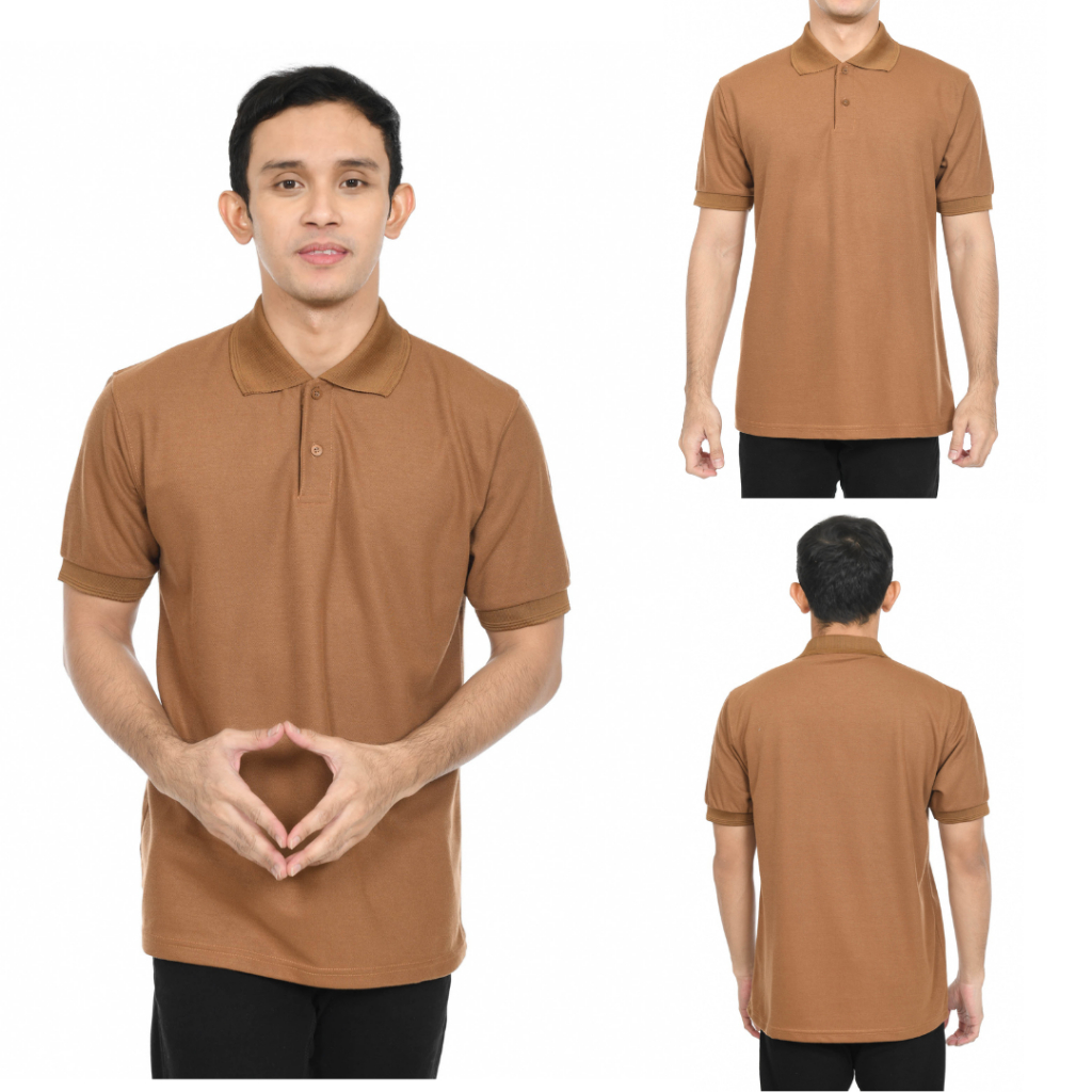 Kaos Polo shirt Kerah Polos Warna Coklat Muda / Kaos Berkerah / Kaos Polo Coklat Muda