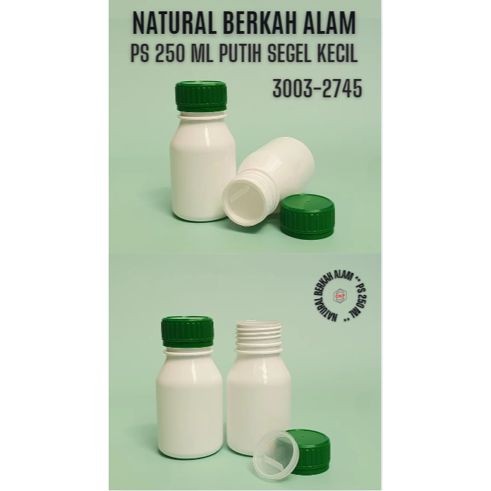 Botol PS 250 ml Putih Segel KeciL / Botol Plastik / Botol Pupuk / PS 250 ml Putih