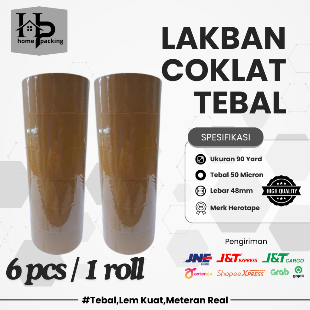 

LAKBAN COKLAT HERO TAPE 80 YARD ECONOMIS 45MM 1 SLOP 6PCS