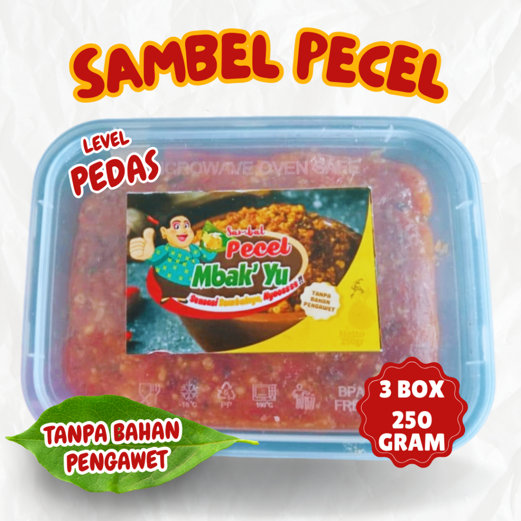 

[3 PCS] Sambel Bumbu Pecel Mba Yu Khas Jawa Timur Level PEDAS 3 x 250 Gram (Kediri Sehat Tanpa Pengawet)