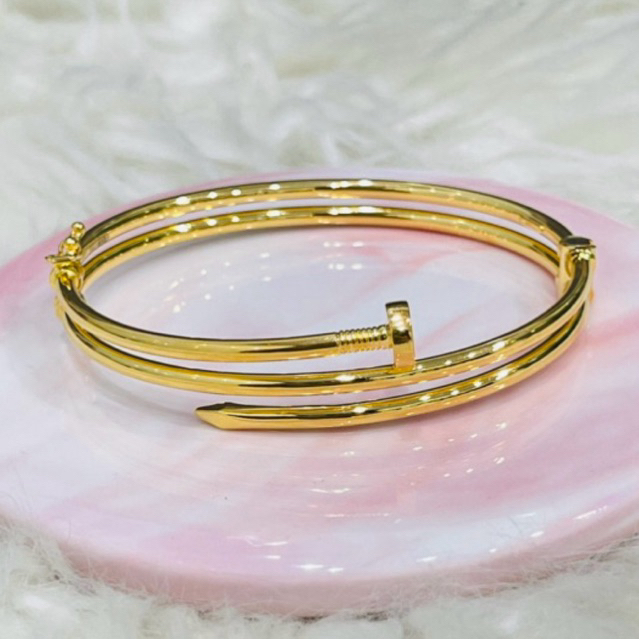 gelang paku lilit double mewah elegant emas asli kadar 700 & 875