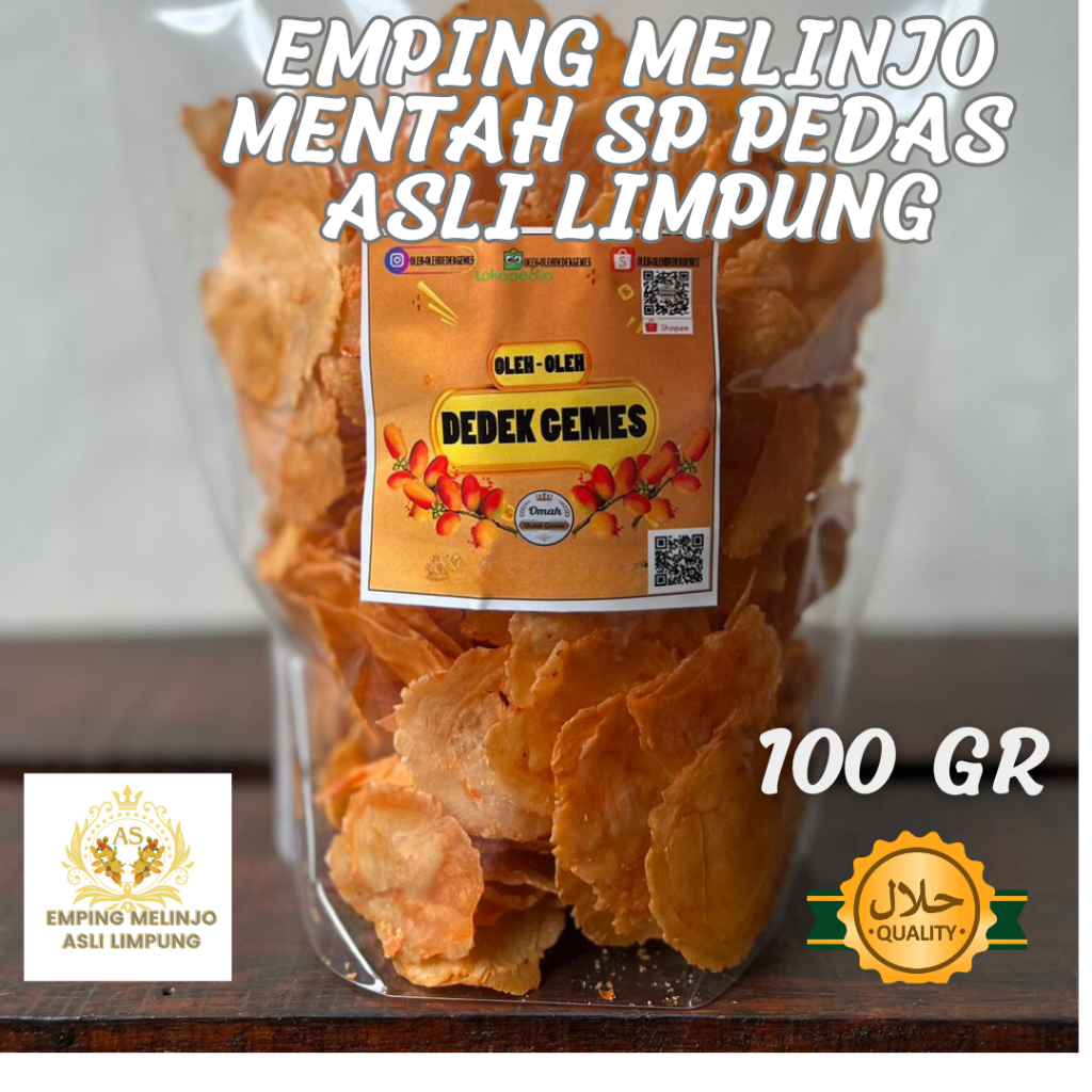 

Emping Pedas Manis Mentah SP 100 gr Siap Goreng Kualitas Super Asli Produksi Limpung