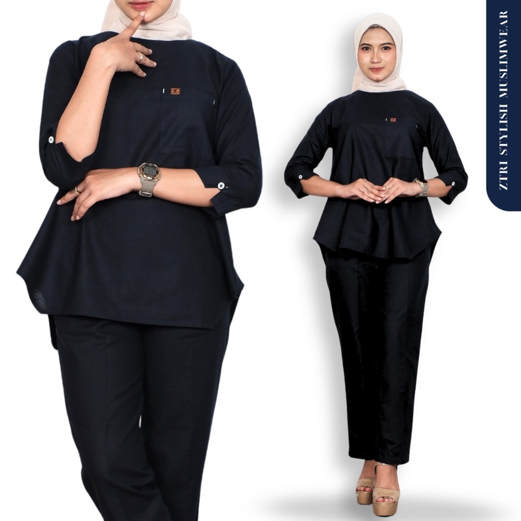 🅩🅣🅡🅘 - Baju setelan wanita dewasa ootd trend kekinian bahan katun rami premium