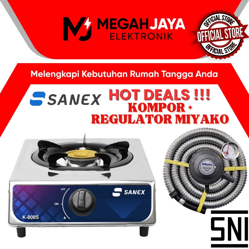 COD READY SANEX KOMPOR STAINLESS STEEL PAKET  SELANG  REGULATOR SKG 821  SKG 822  K88S  K88 S  K 88 