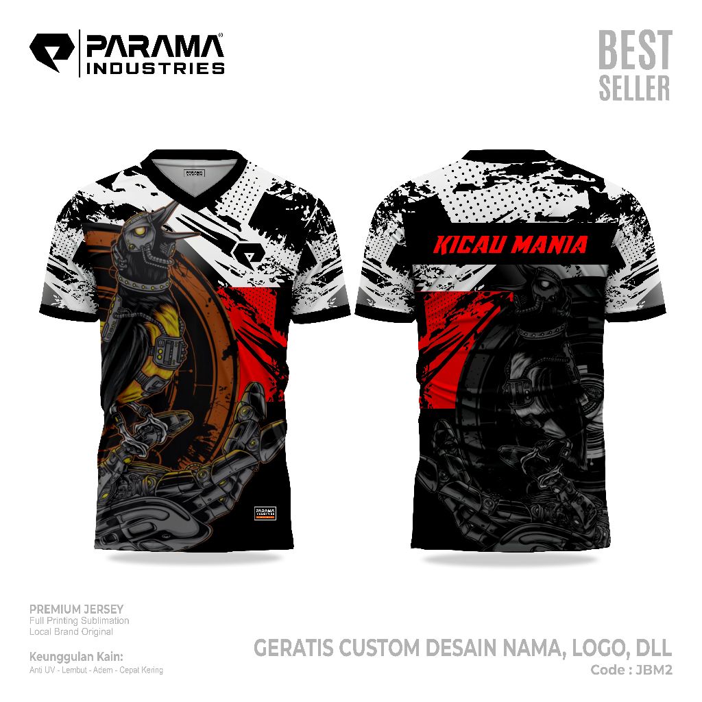PARAMA JERSEY [GRATIS CUSTOM DESIGN] BAJU PREMIUM KICAU MANIA MURAI BATU CUCAK IJO KACER LOVEBIRD