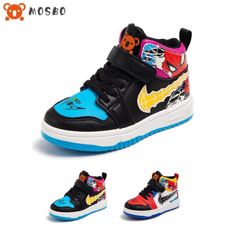 LANGSUNG ATC MOSBO Sepatu Anak Cowok Spiderman Sepatu Boot Anak Cowok Cewek Sepatu Boots Kulit Spide