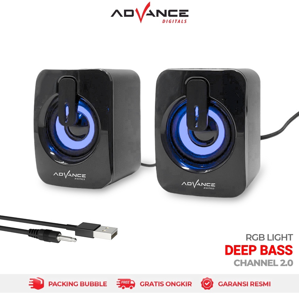 Bagus Dipakai Gratis OngkirDAdvance Multimedia Speaker PC Laptop Speaker Aktif Super Bass 2 Channel 
