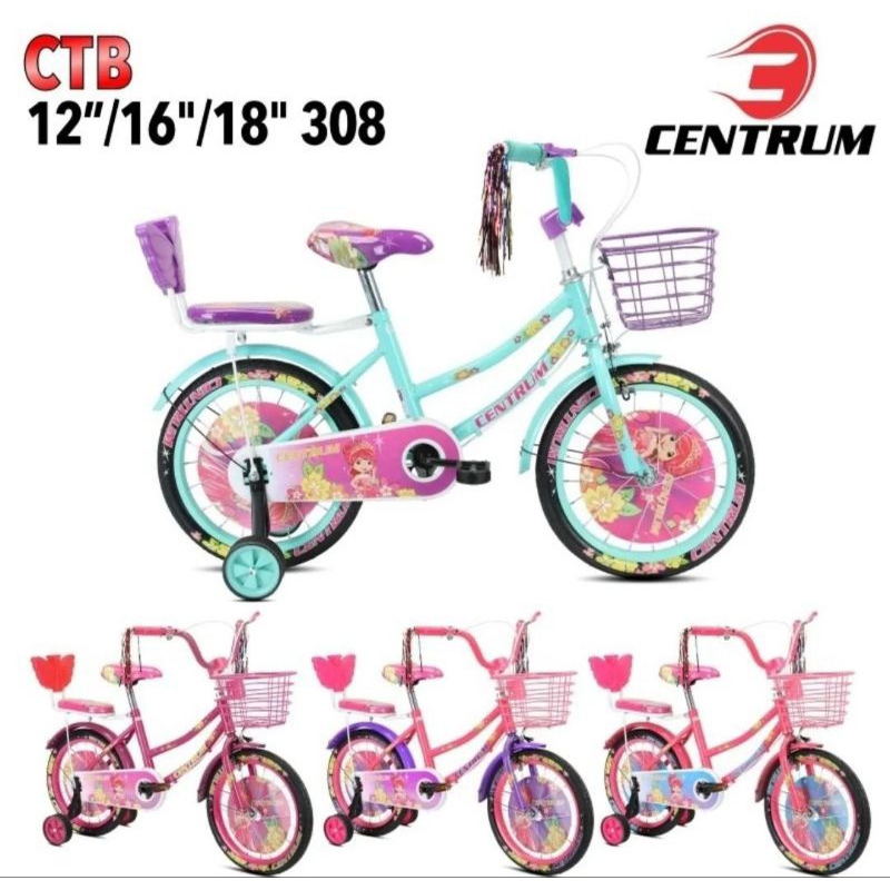 Sepeda anak perempuan roda 4 CTB 308 Centrum 12inch 16inch 18inch
