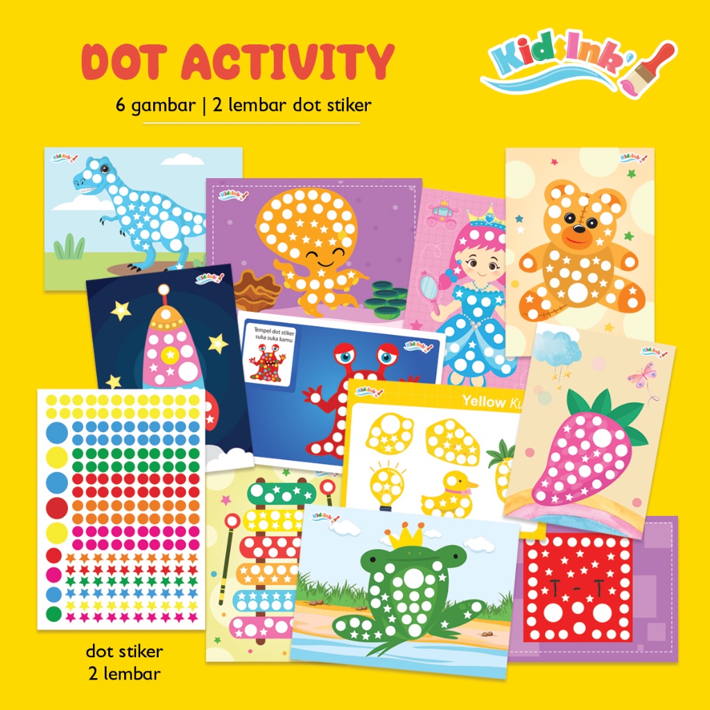 

LEMBAR DOT DIY STIKER 6 lembar Dot Activity Mainan Edukasi Stiker Anak [EDUFUNTOYS]