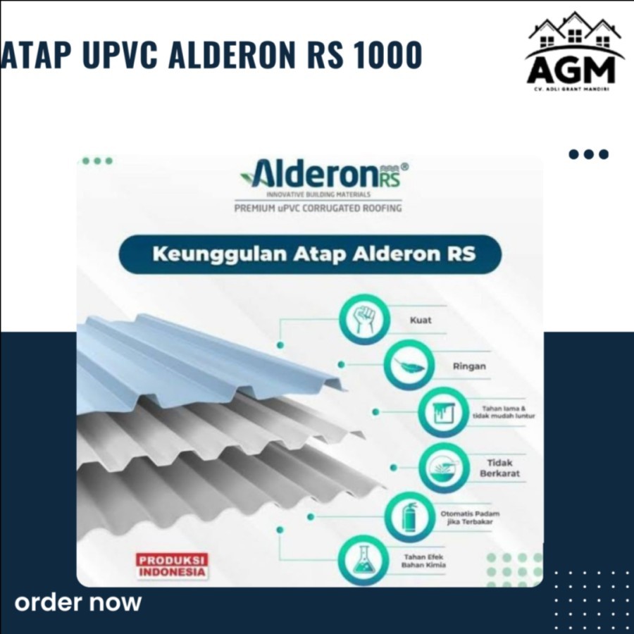 atap upvc alderon RS 1000 lebar efektif 1 meter khusus Surabaya Sidoarjo