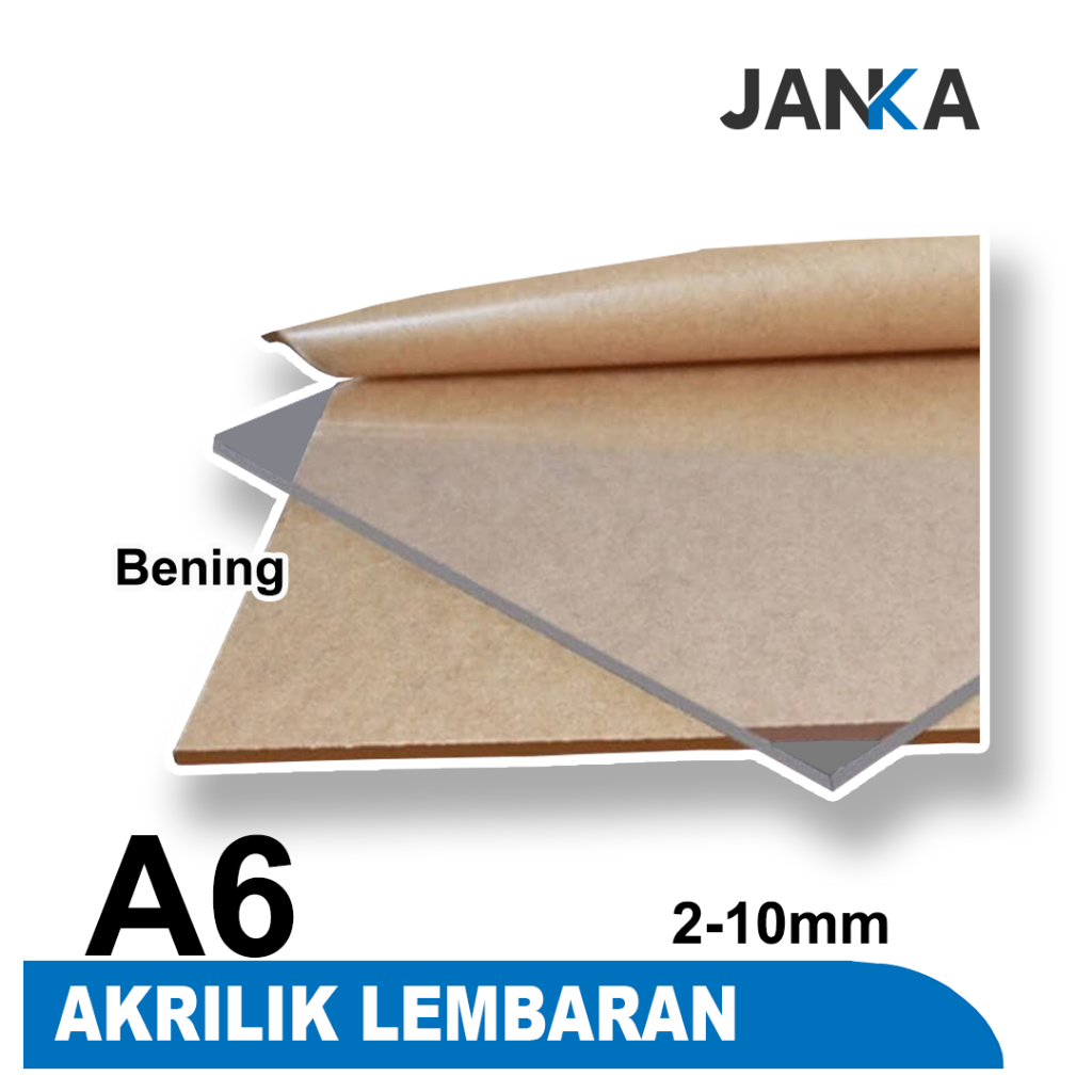 

JANKA Akrilik Lembaran Bening Ukuran A6 Polos Acrylic Sheet Custom Transparan Toda StarRoyal Marga Cipta Laser Cutting