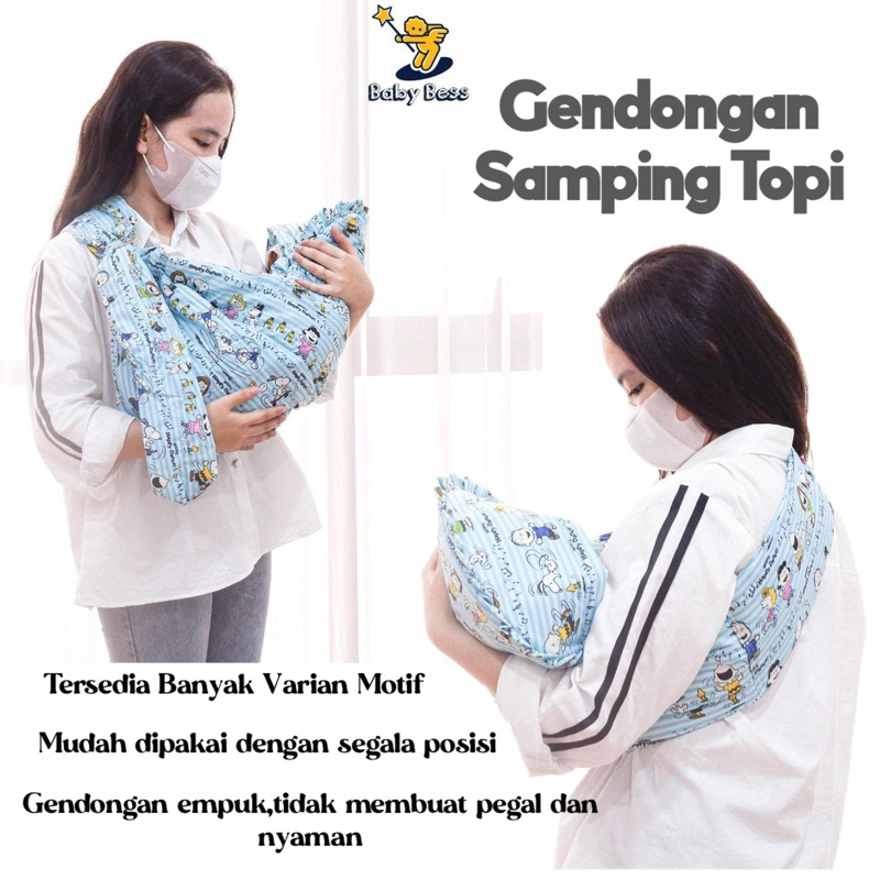 BABY BESS Gendongan Samping topi |Gendongan Topi bayi|Gendongan Instan |Gendongan Instan|Gendongan M