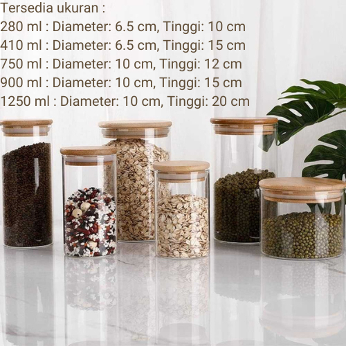 Toples Kaca Bening Kue Lebaran Tempat Bumbu Tutup Kayu Aesthetic Kedap Udara