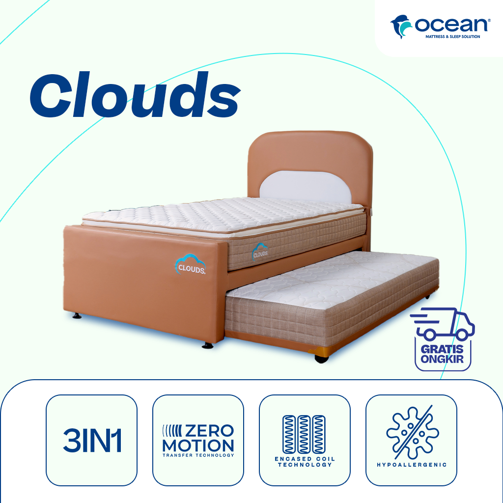 Ocean Springbed - Kasur Bed Dorong Clouds 3 in 1
