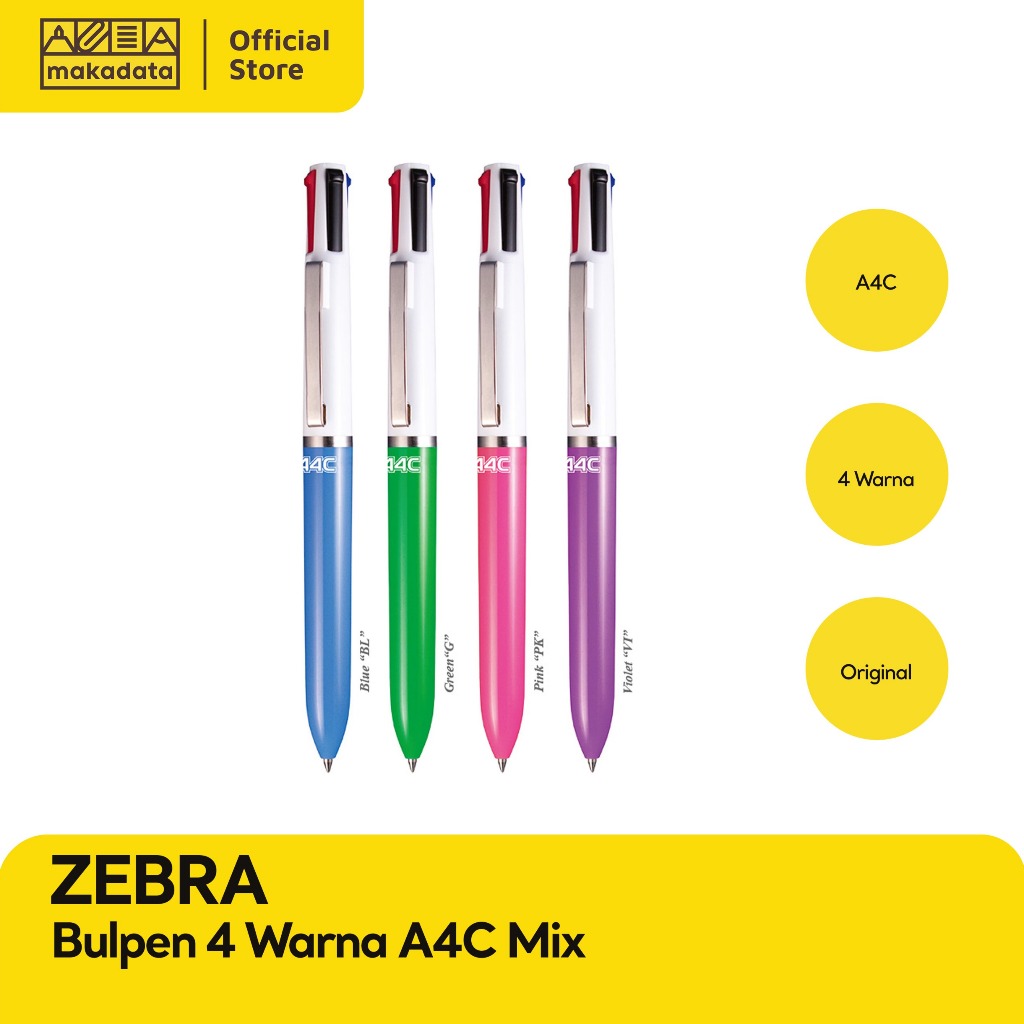 

BOLPEN / BALLPOINT / PULPEN ZEBRA 4 WARNA A4C MIX (1 PCS) MURAH