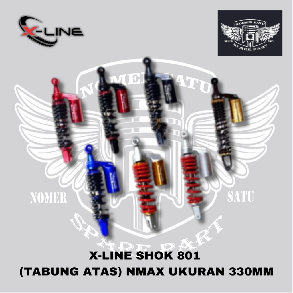 X-LINE SHOCK SHOCKBREAKER BELAKANG PEREDAM KEJUT TIPE 801 TABUNG ATAS YAMAHA NMAX OLD 330MM ORIGINAL