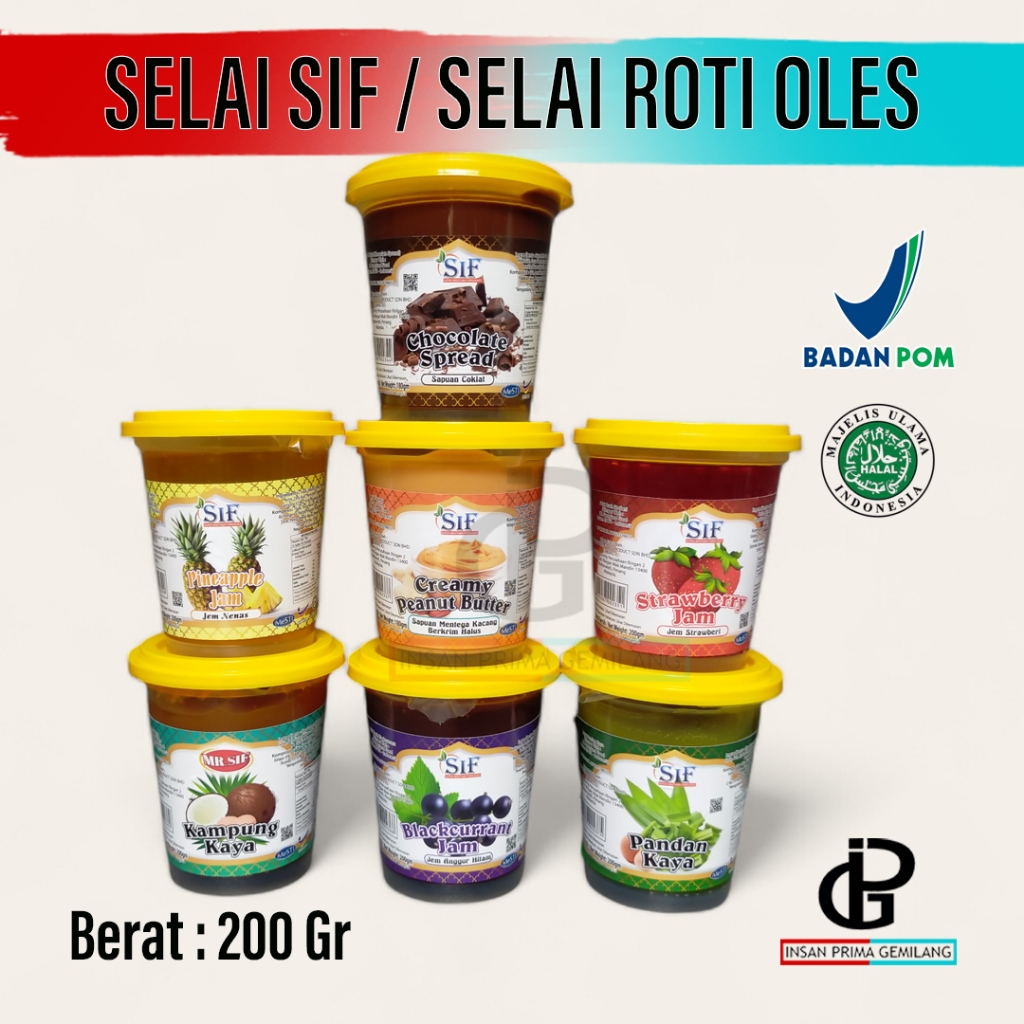 

Selai Roti Oles SIF 200 gr / Selai Roti / Selai Roti Bakar / Topping Roti / Olesan Roti / Selai Coklat / Srikaya