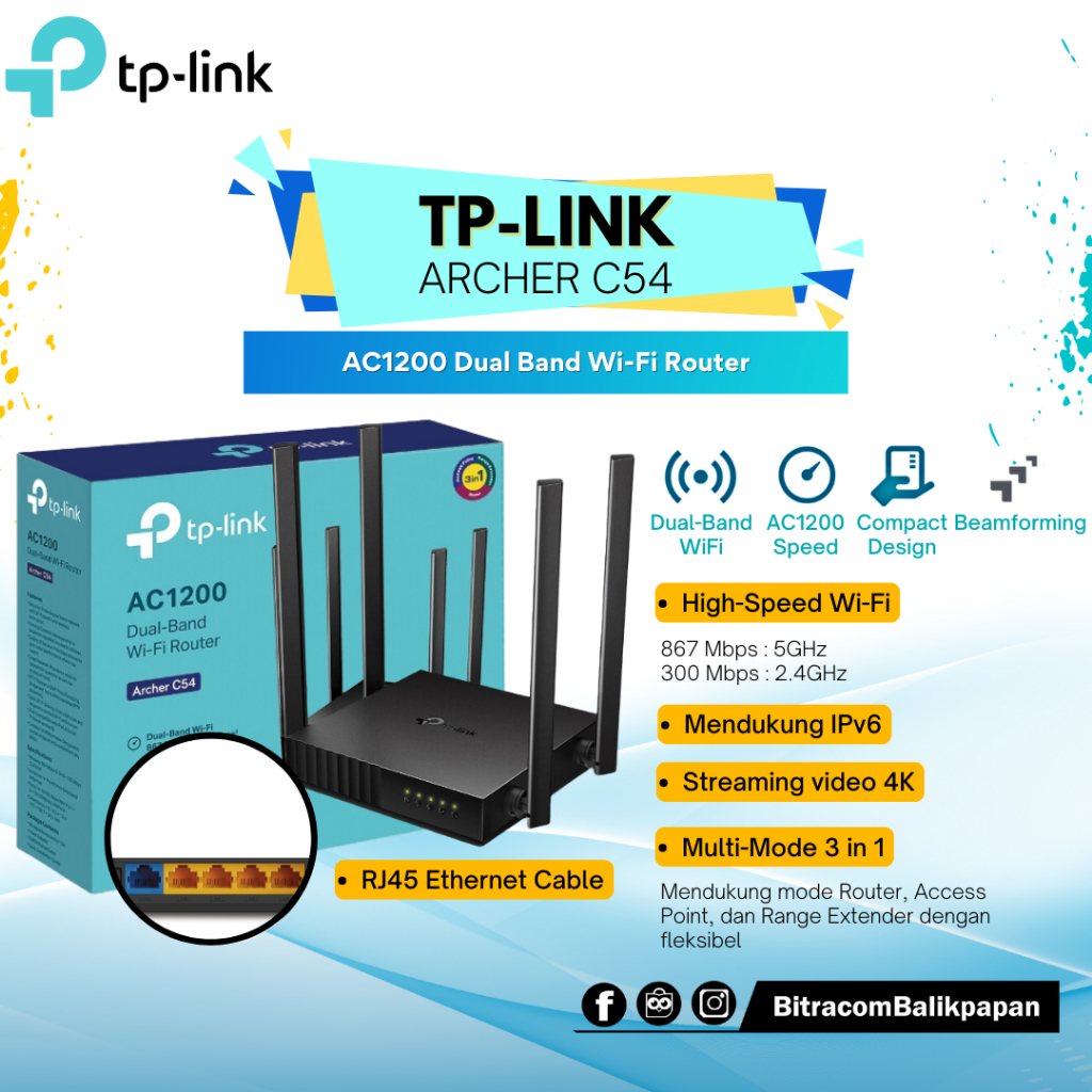 Wifi Router 5G TP-Link - Archer C54 - Dual Band Wifi Router AC1200