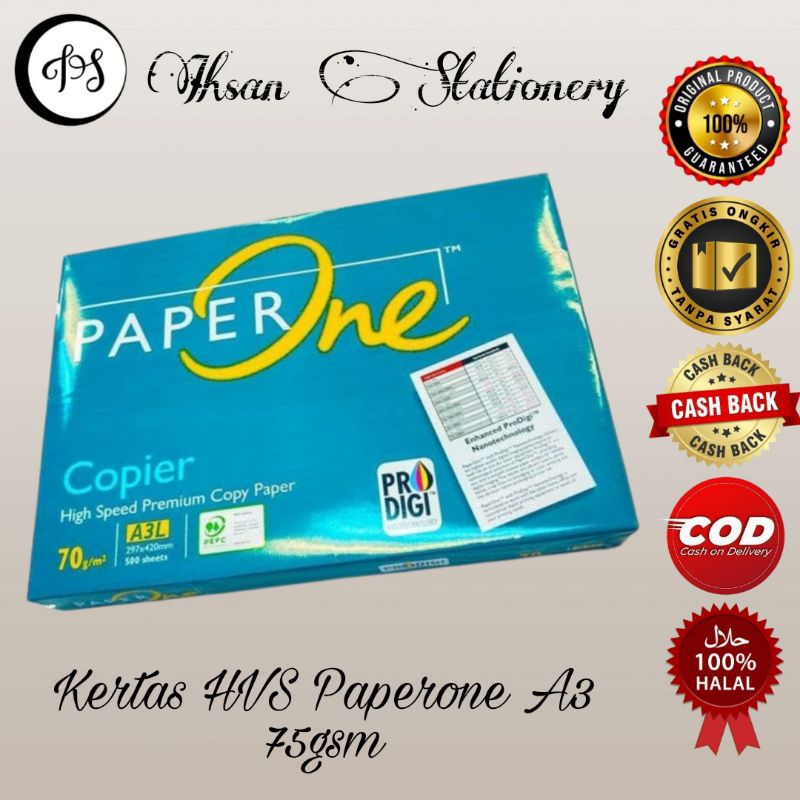 

Kertas Hvs A3 75gsm PaperOne (1 RIM)