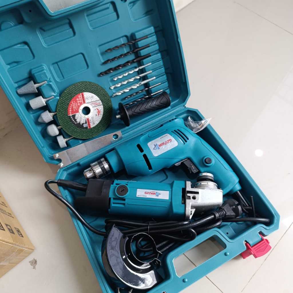 PAKET Mesin Bor listrik 10mm + Gerinda 4Inch [PAKET 2ITEM] Electric Drill 10mm mesin gerinda tangan 