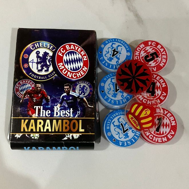 Biji Karambol Tebal 4 mm Motif Chelsea Bayern Munchen / Random | Koin Krambol Satu Lapis Original | 