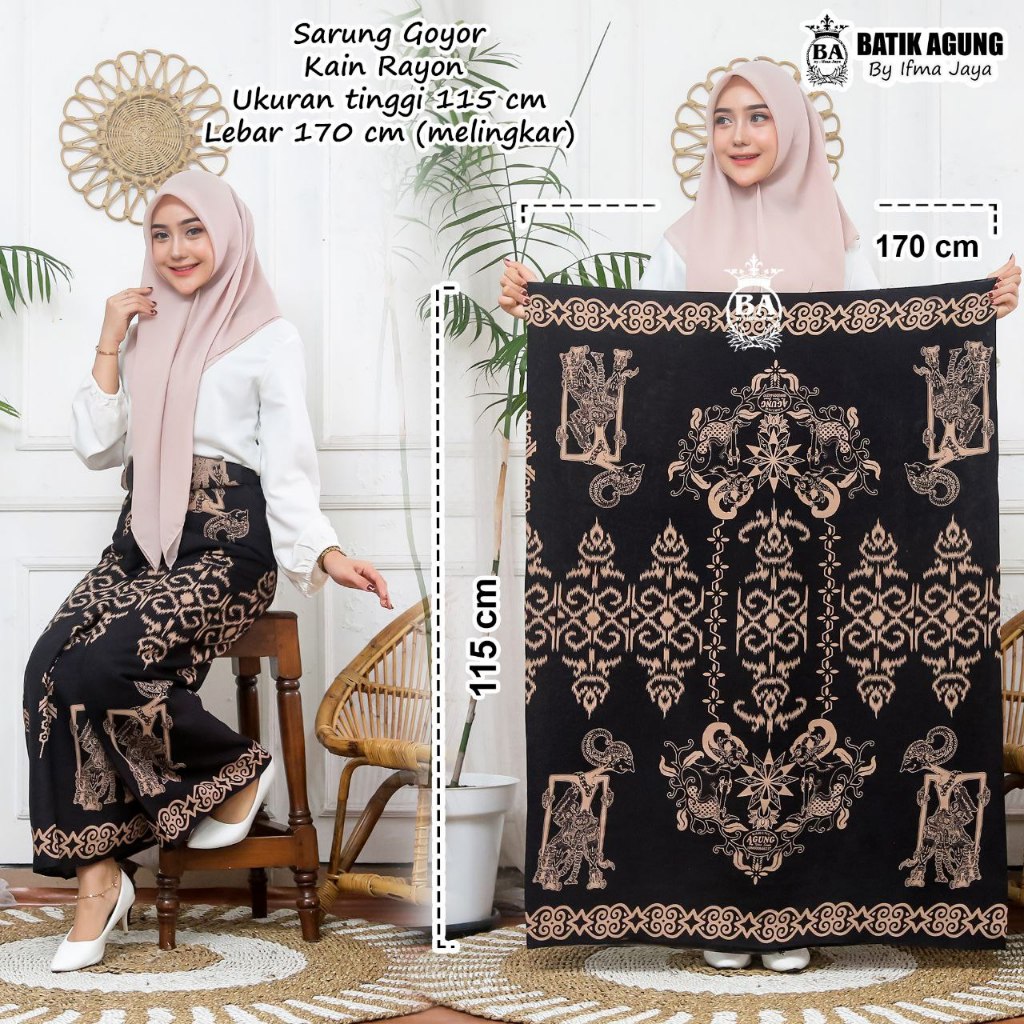 Sarung Batik Rayon Print Motif Wayang Songket | Sarung goyor halus | Sarung Santri WANITA MURAH
