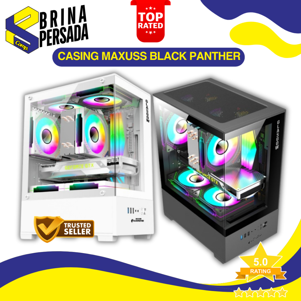 Casing Maxuss Black Panther Glasgow + Free 3 Fan Case RGB