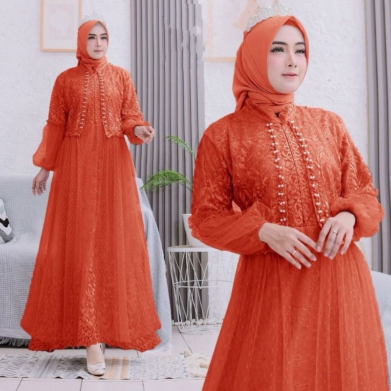 MAXI RAFIKA /MAXI GAMIS Tile mutiara/Gamis tile busui friendly