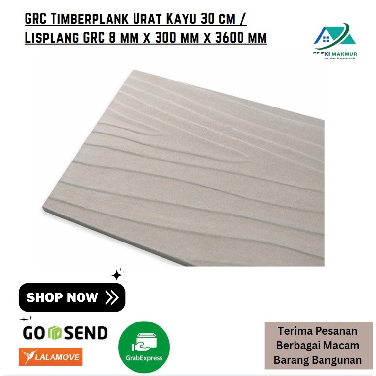 GRC Timberplank Urat Kayu 30 cm / Lisplang GRC 8 mm x 300 mm x 3600 mm