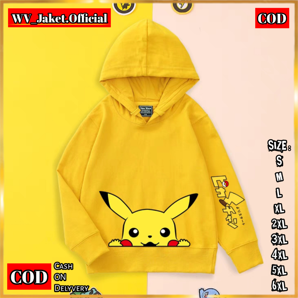 WareVisible Jacket Hoodie Pullover POKEMON PIKACHU  Oversize Korean Style Unisex Jacket Fleece