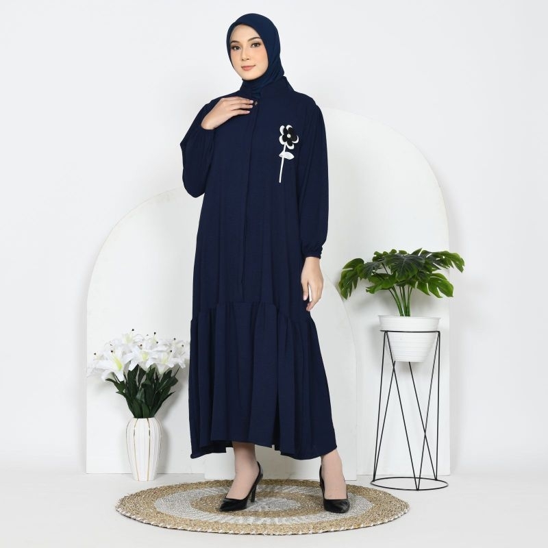 Ready Stock Gamis Rumi Crinkle Airflow rempel bawah elegan terbaru ld 110 pj 137