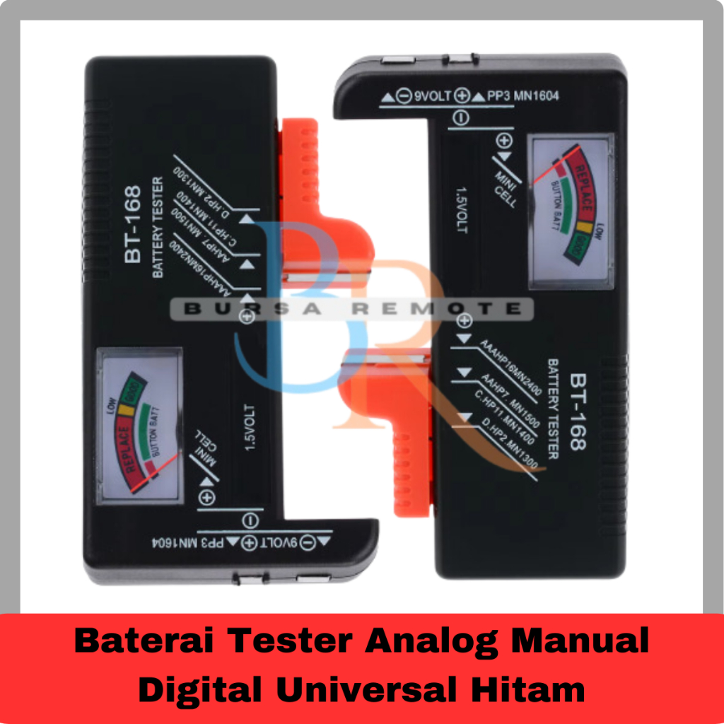 Baterai Tester Analog Manual Digital Universal Hitam Alat Pengecakan Wat Baterai