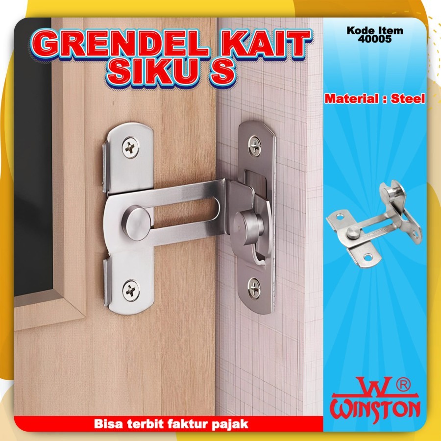 KUNCI Gerendel Grendel Kait Siku S Gembok Slot Pintu Geser Pengaman