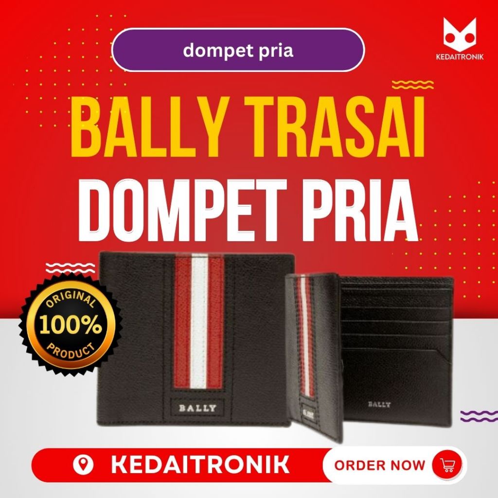 Dompet Lipat Pria Man Wallet Casual Fullset Original Bally Trasai Wallet