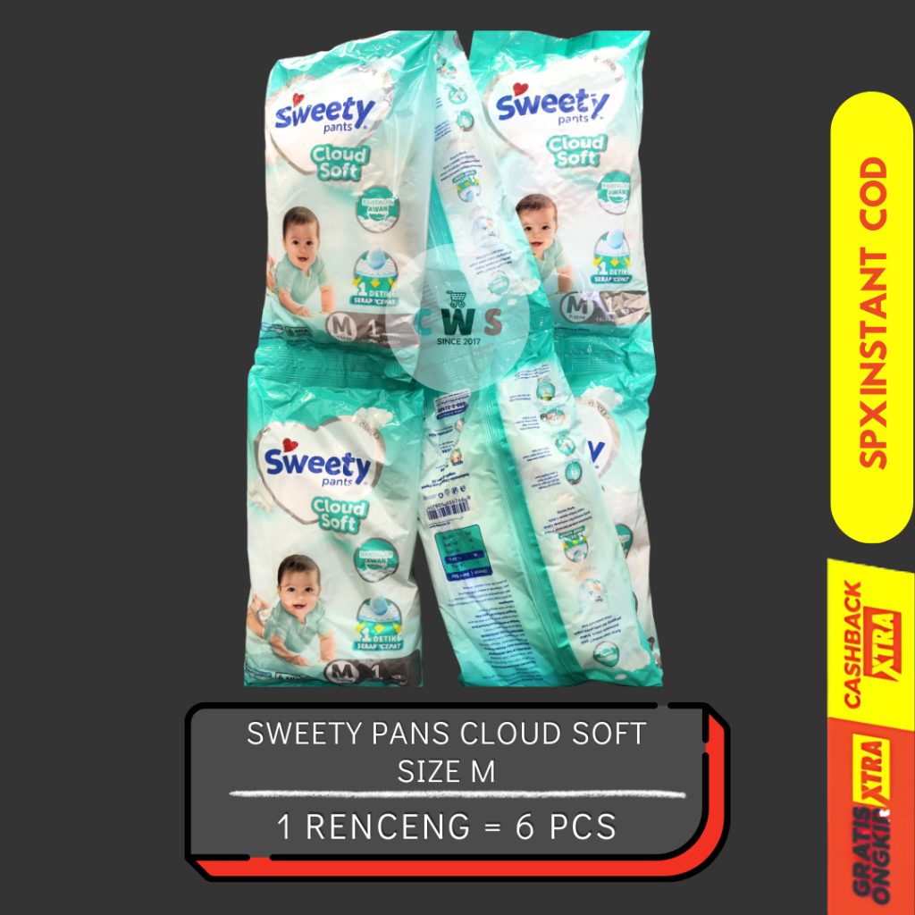 SWEETY Silver Pants Cloud Soft Popok Bayi Size Ukuran S M L XL Sachet - 1 Pcs